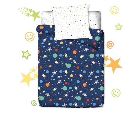 КПБ из поплина 110х140 (1нав.40х60) Космонавт - Интернет магазин "Труд"