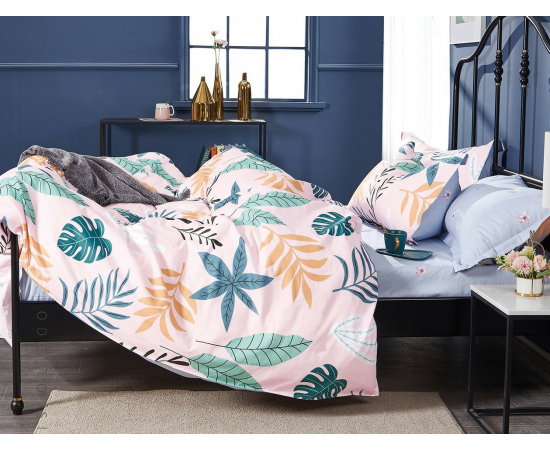 14283 КПБ 200х220 (2нав.70х70) сатин Монстера - Интернет магазин "Труд"