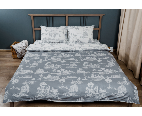 КПБ из поплина 2сп (2н. 50х70) Жуи серый - Интернет магазин "Труд"