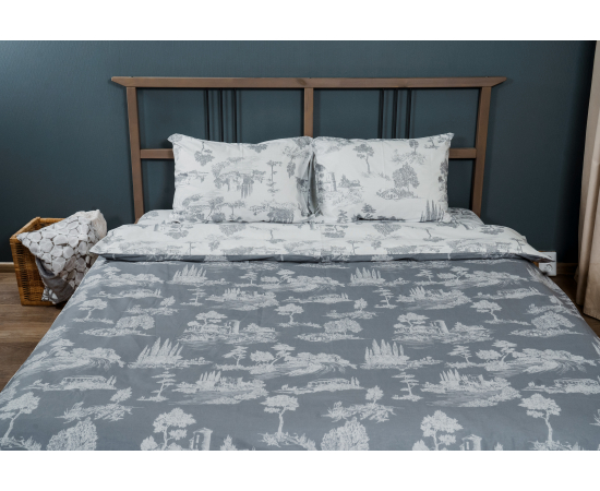 КПБ из поплина 2сп (2н. 70х70) Жуи серый, изображение 2 - Интернет магазин "Труд"