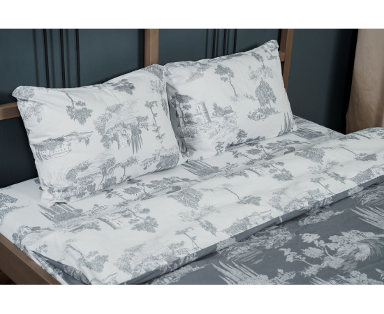 КПБ из поплина 2сп (2н. 50х70) Жуи серый, изображение 3 - Интернет магазин "Труд"