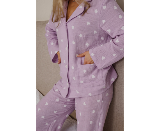 Пижама (рубашка + брюки) Муслин цв. сирень  р. 48, изображение 6 - Интернет магазин "Труд"